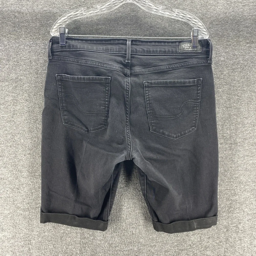 Signature Levi Strauss Modern Skinny Shorts Womens 16 Black Cuffed Bermuda W33